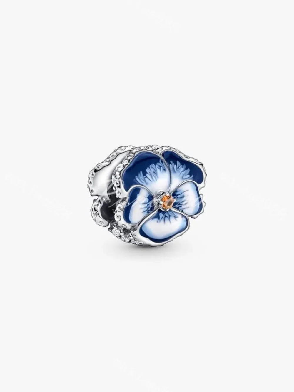 Pandora Blue Pansy Flower Charm